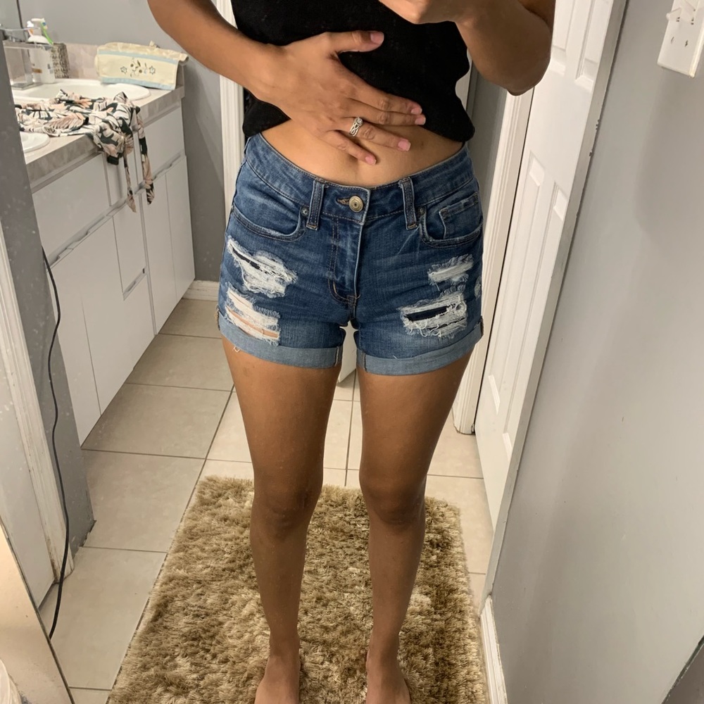 Distressed Denim Shorts